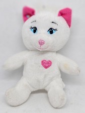 Build A Bear White Cat Plush Pink Heart Blue Eyes Small BABW Stuffed Animal