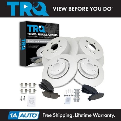 TRQ Front & Rear Ceramic Disc Brake Pads & G-Coated Rotor Kit for Highlander