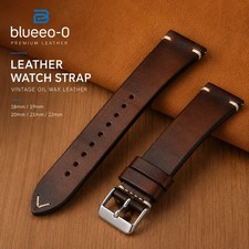 Retro Oil Wax Genuine Leather Watch Band 18 1...