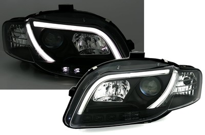 Mga headlight LED LTI LIGHT TUBE Sa loob for AUDI A4 B7 04-08 Black SONAR LPAU90