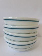 Vintage Pyrex Soup 5 Cereal Bowls Blue Stripe...
