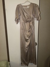 Eliza J Silver Maxi Cocktail Dress Stretchy Size 10