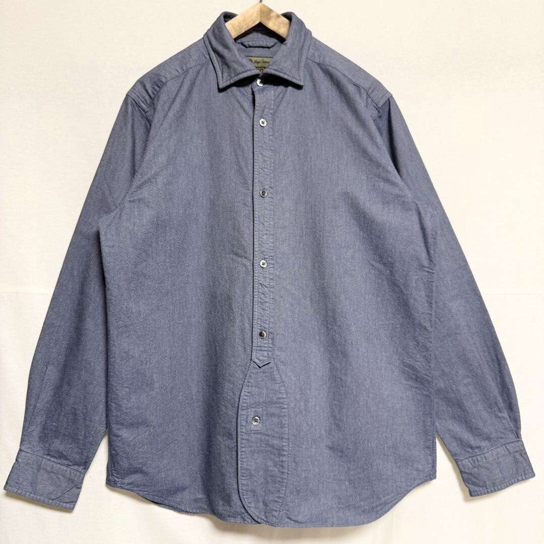 Nigel Cabourn British Officer Shirt Navy Oxford Mens Size 52 Auth
