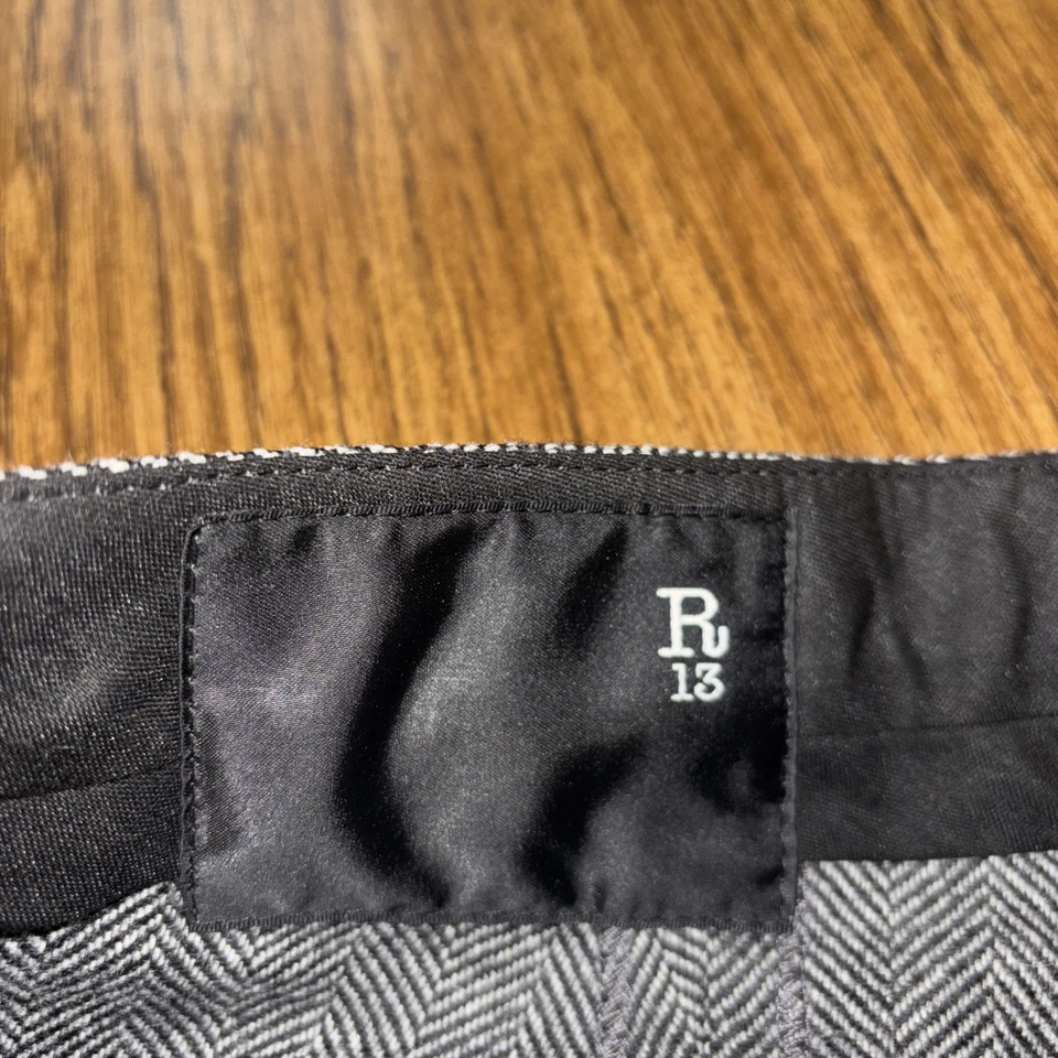 Pantalones acampanados R13 con puños para mujer talla 27 gris espiga lana cachemir RARO Foto 4 de 4