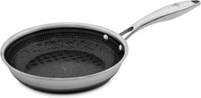 Hell’s Kitchen Hybrid 8" Tri-Clad Fry Pan – Hex/Flame Pattern, PFAS-Free Nonstic