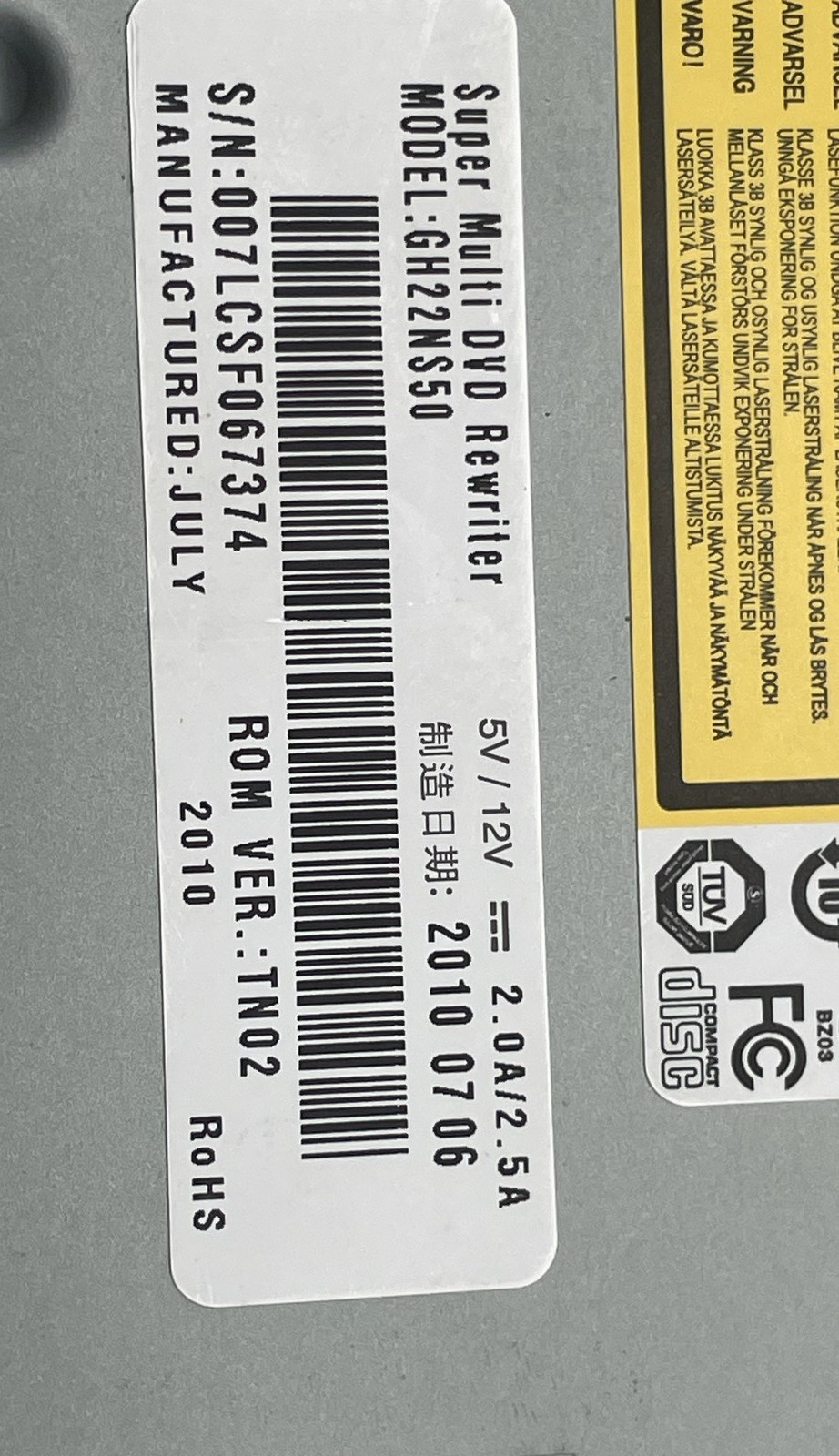 LG GH22NS50 SATA Optical Drive Super Multi DVD Rewriter