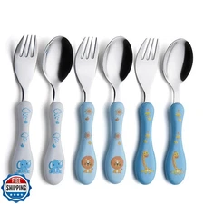 ANNOVA Kids Silverware 6 Pieces Set Children's Flatware - Stainless Steel Cut
