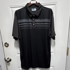 PGA TOUR Pro Series Striped Polo Shirt Black Gray Men's XL Athletic Fit