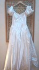 Vintage Ellis Wedding Dress Ivory Satin Lace Ballgown Train Beaded UK 14 1980s