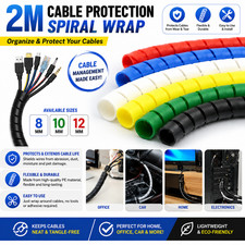 2M Spiral Cable Sleeve Protector 8/10/12mm Wire Organizer Flexible Wrap Tube