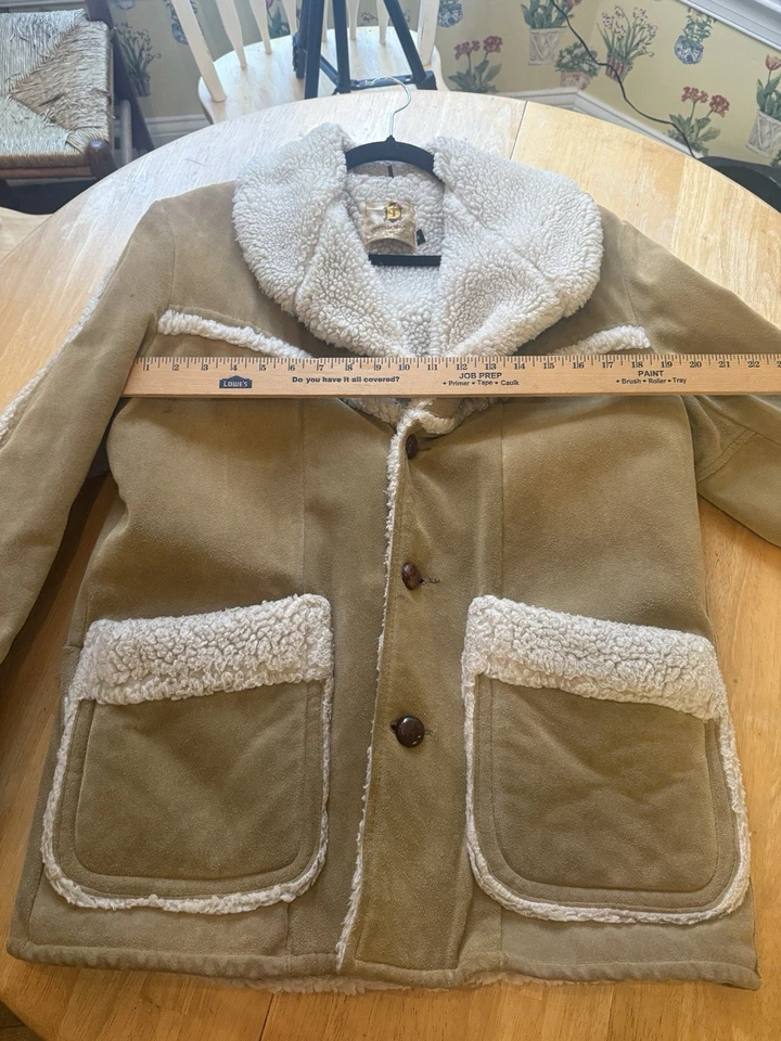 Vintage Bermans Brown Leather Suede Shearling Rancher Western Coat Size Medium - Image 4 of 4
