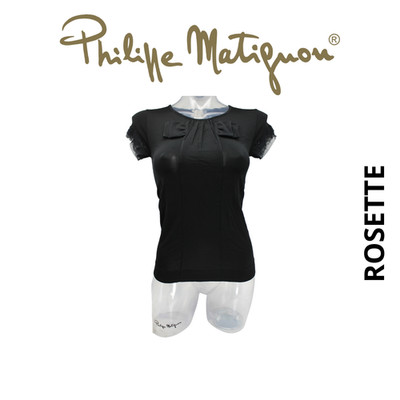 Philippe Matignon 1/2 Sleeve Round Neck Jersey, Black Tulle, ROSETTE
