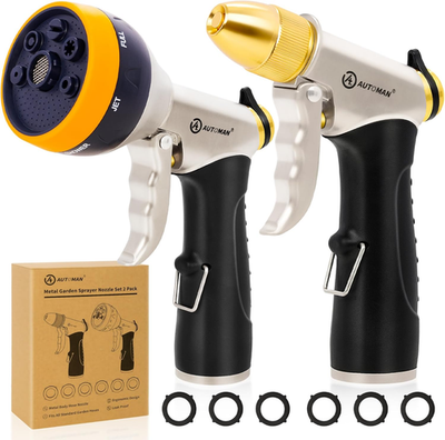 #ad Garden Hose Nozzles High Pressure 100% Metal Hose Sprayer 2 Pack Heavy Duty G $27.97