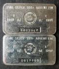 Two Royal Canadian Mint 1oz Silver Bars