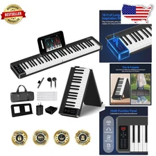 Weighted 61-Key Portable Piano: Foldable, Bluetooth MIDI, Compact Design