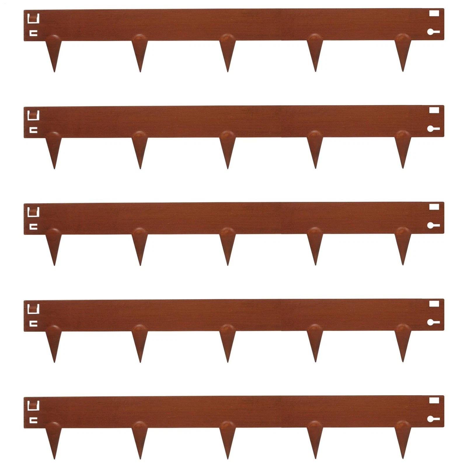 5pc Rust Steel Lawn Edging Set 5m x16.5cm Flexible Garden Grass Path Edge Border