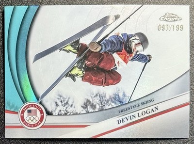 2026 Topps US Olympic #43 Devin Logan Aqua Refractor /199 Freestyle Skiing