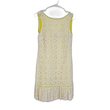 Ann Taylor LOFT Floral Lace Shift Dress Womens Size 2 White & Yellow Sleeveless