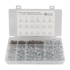 Wire Hose Clamps Assortment Steel Spring Line Oil Water Fuel Tube Kit 285Pcs
