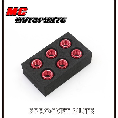 RED Rear Sprocket Nuts x6 For Yamaha YZF R1 Big Bang 2009-2013 12 11 10 - Picture 4 of 6