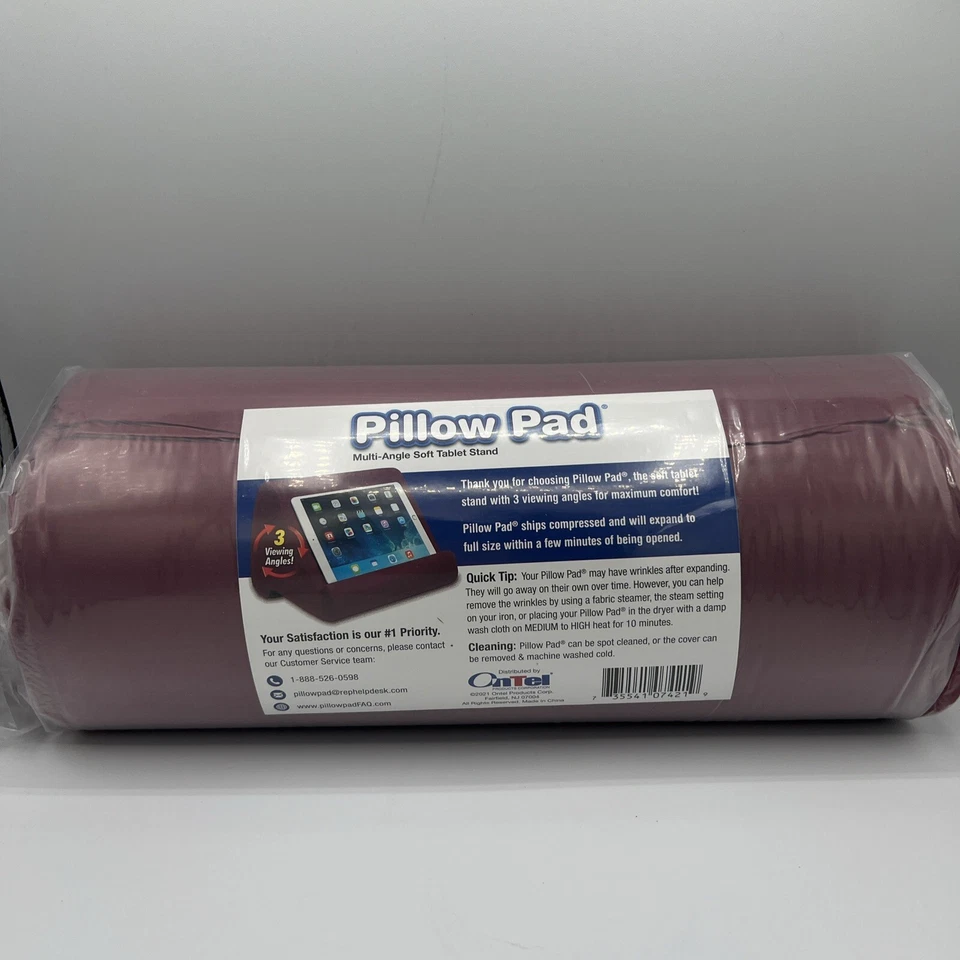 Tablet Stand Pillow Pad Multi-Angle Soft Burgundy New - Image 2 of 4