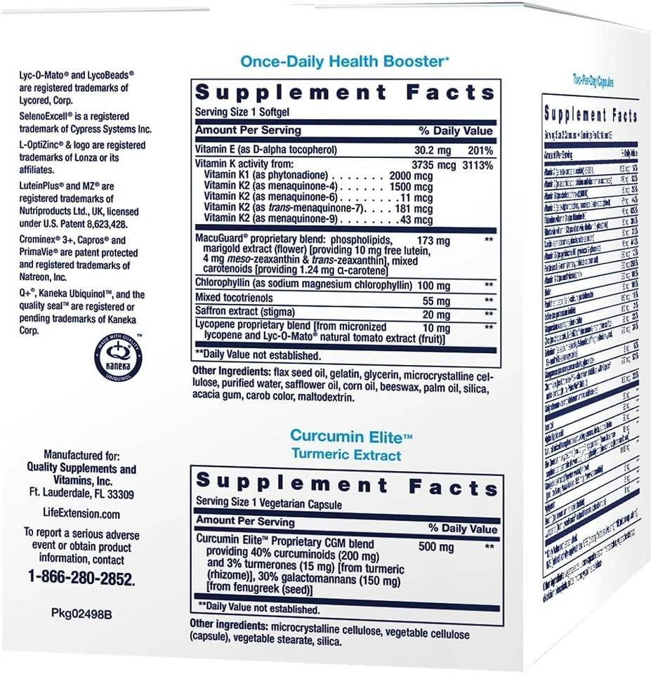 Life Extension комплексные пакеты питательных веществ улучшенные поливитамины, минералы 30 шт. - Изображение 3 из 4