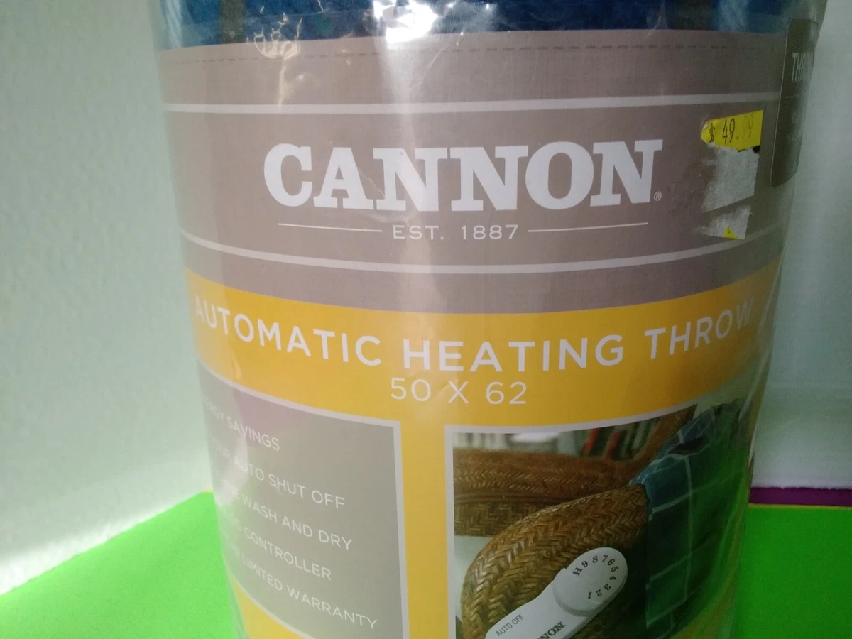 Blanket Cannon Heated Throw 50 x 62 Blue Plaid 120V A/C K-Mart | eBay