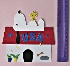 PATRIOTIC SNOOPY  WOODSTOCK ON HOUSE PAPER DIE CUT PIECE
