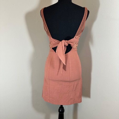 Intimately Free People Kira lace bodycon slip dress size small copper rose - Picture 7 of 11