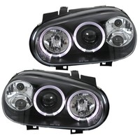 Scheinwerfer Angel Eyes FüR VW Golf 4 IV Bj. 1997-2003 Schwarz Mit NSW