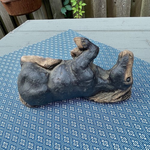 8" Ceramic Pottery Art Sculpture of Playful Fallen Rolling Brown Horse - Picture 5 of 9