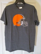 NFL Team Apparel Cleveland Browns Football Helmet SS Tee, Gray, Sizes M or L