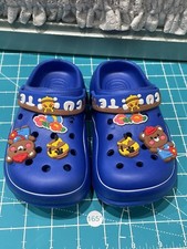 Versatile Kids Clogs With Cartoon Charms Blue Shoes