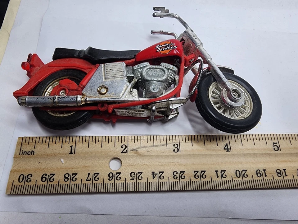 Matchbox Harley Davidson 摩托车自行车红色压铸模型摩托车 4.5" 摩托车 — 第 4/4 张图片