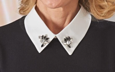 3PAGEN Schmuckkragen Falscher Kraken Blusen Aufsatz Einsatz Strass Steine Glitzer