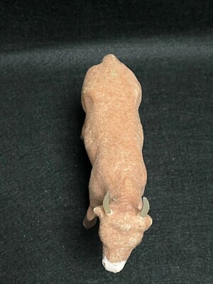 Ane et Boeuf, santons Devineau anciens taille 7, 15 cm en plâtre floqués - France