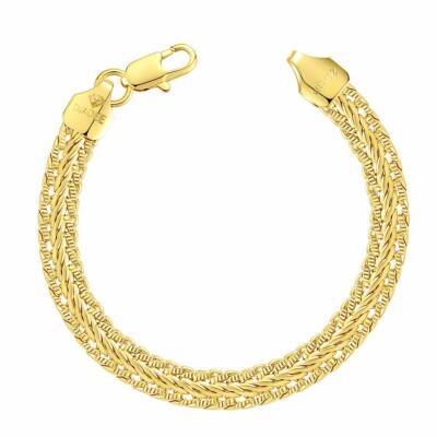 Ladies Bracelet Gold Plated 7 Mm 24 Karat Light Gold Waterproof B6050D
