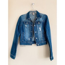 Mudd Classic Indigo Blue Long Sleeve Button Front Denim Jean Jacket M