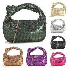 Women Woven basket Clutch Bag Ladies Top Handle Wedding Evening Party Handbag UK
