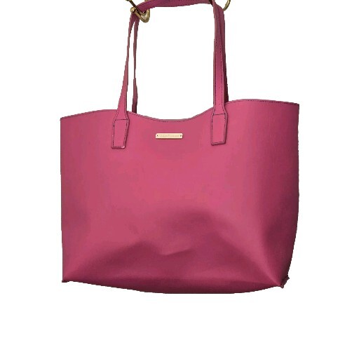 Juicy Couture Large Shopper Pink Tote Bag Purse Blue Terquise Velvet Lining 19 W
