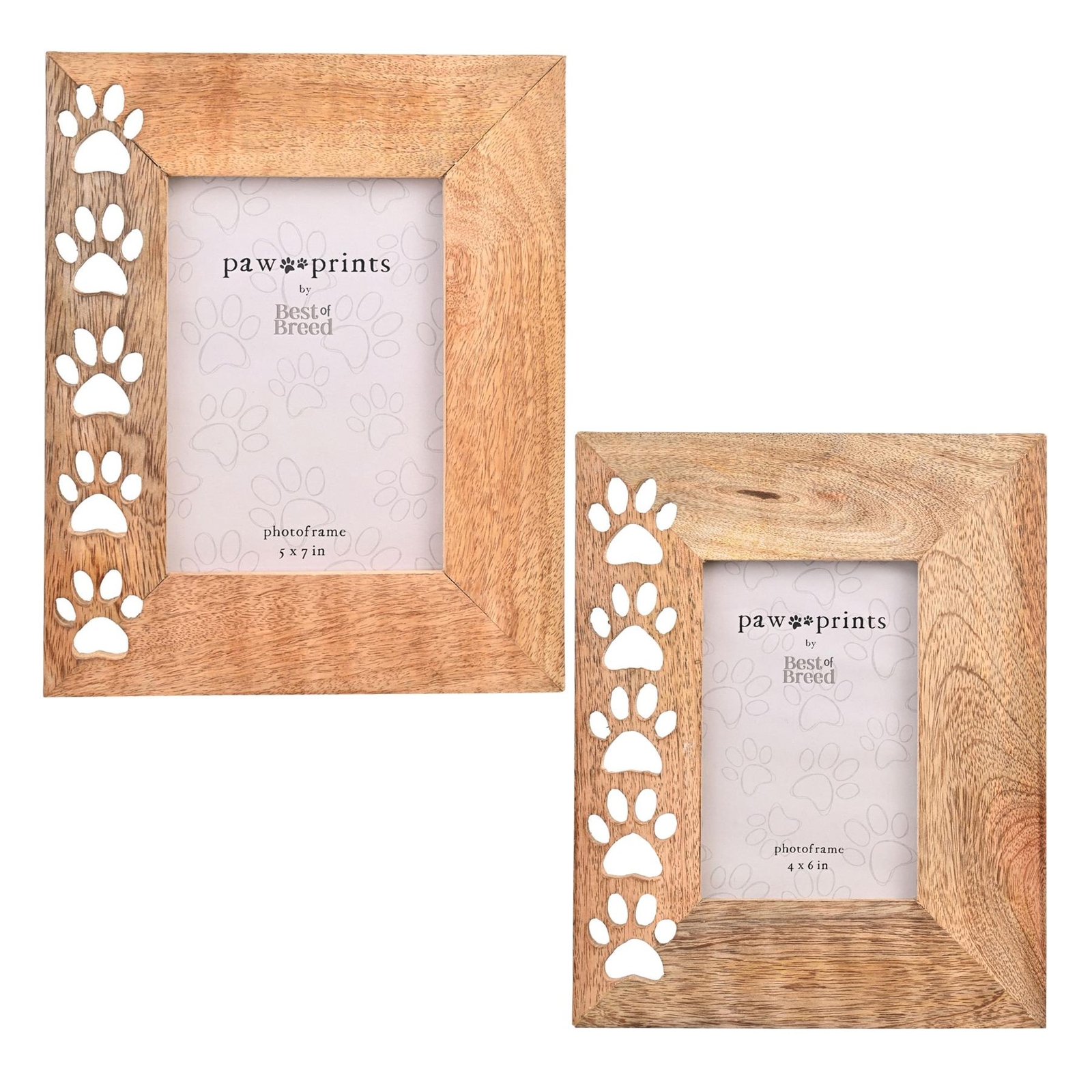 Paw Photo Frame Pet Photo Frame Paw Print Mango Wood - Choose Design | eBay UK