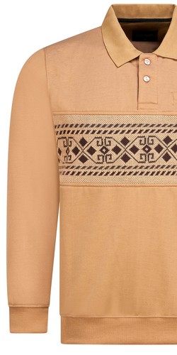 Men Long Sleeve Sweatshirt Collared Neck Chest Pocket Jumper pullover S to 5XL - Picture 3 of 10