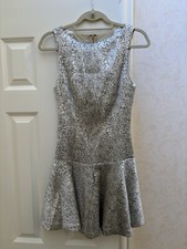 Alice and Olivia Silver Mini Dress with Mesh Back/XS/New no tags