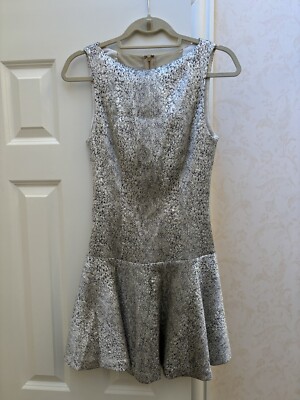 Alice and Olivia Silver Mini Dress with Mesh Back/XS/New no tags | eBay
