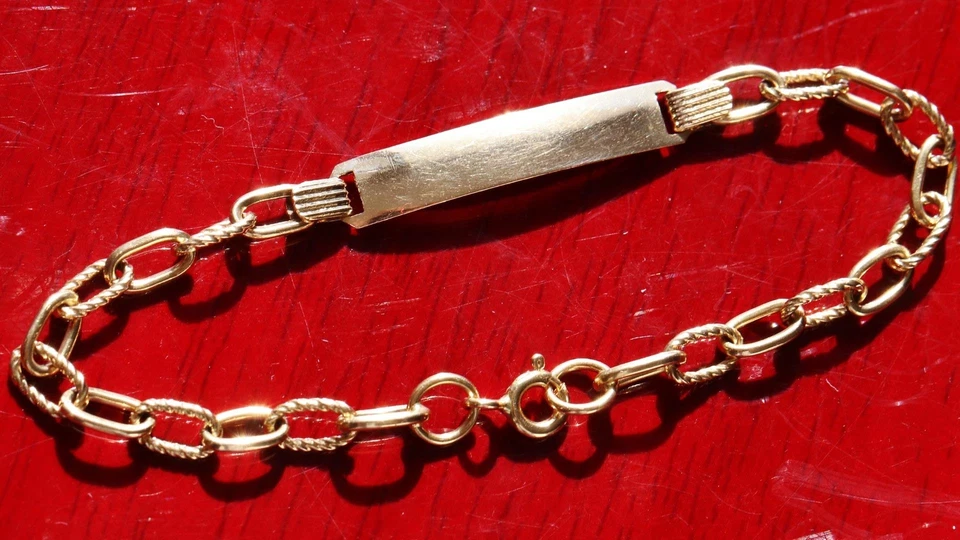 18k 750 yellow gold bracelet Italian 6.25" Id link chain handmade 4.88gr N2525F - Image 3 of 4