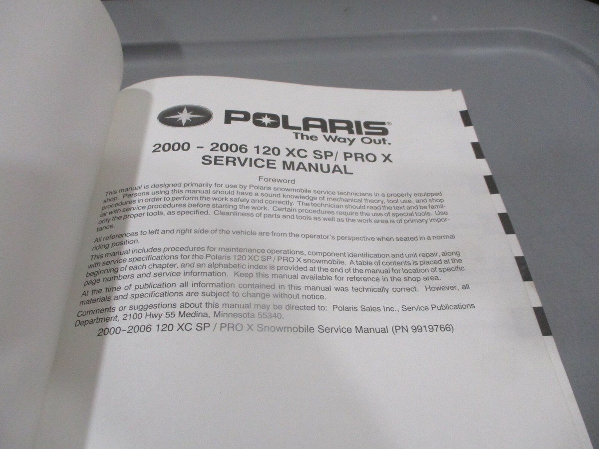 Polaris OEM Service Manual 2000-2006 120 XC SP PRO X 9919766