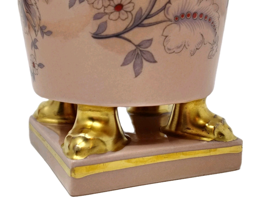 VTG Meissen Pink Porcelain Floral Footed Vase Jardiniere Gold Trim Pedestal Base - Picture 12 of 16