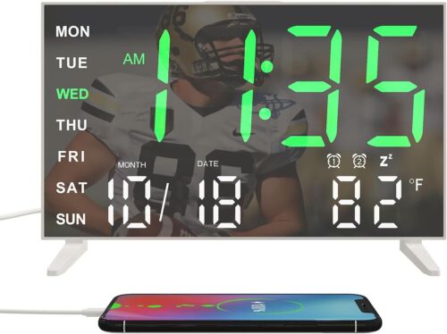 Alarm Clocks for Bedrooms, Small Digital Clock, LED Mirror Alarm Clock (White) - 第 1/5 張圖片