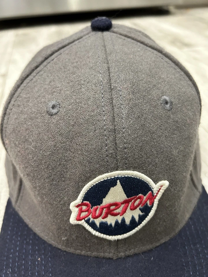 Burton Snowboarding Montaña Logo Gris Snapback Gorra de Béisbol Sombrero Mezcla de Lana Foto 2 de 4