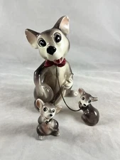 Lipper Mann Mice Figurines on Chains Mom 2 Babies Made in Japan Vintage 50s 60s